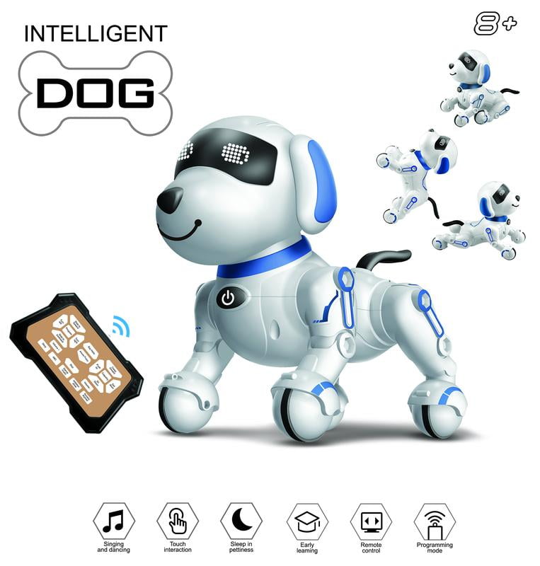 Dammyty Robot Dog for Kids, Smart Programmable Remote Control Robot Dog Toy with Interactive Touch, Singing Dancing Robot Toys with LED Eyes, Volume Control