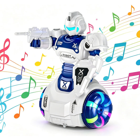 Dammyty Robot Toy for Kids, Intelligent Electronic Walking Dancing Singing Robot Toys with 360° Spinning and Lights for Boys Girls, Blue