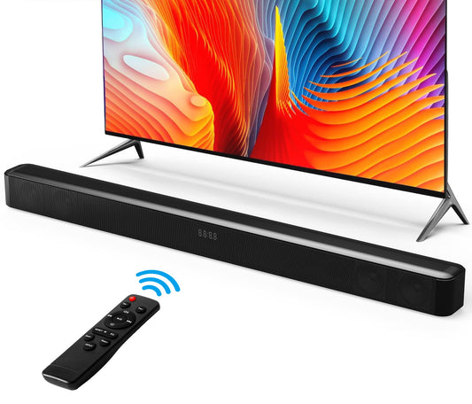 Dammyty Sound Bar for TV, 60W Soundbar with Built-in Subwoofer, 3D Surround Sound System TV Sound Bar, Home Theater Speakers, HDMI-ARC, Bluetooth, Optical, Coaxial, USB & AUX