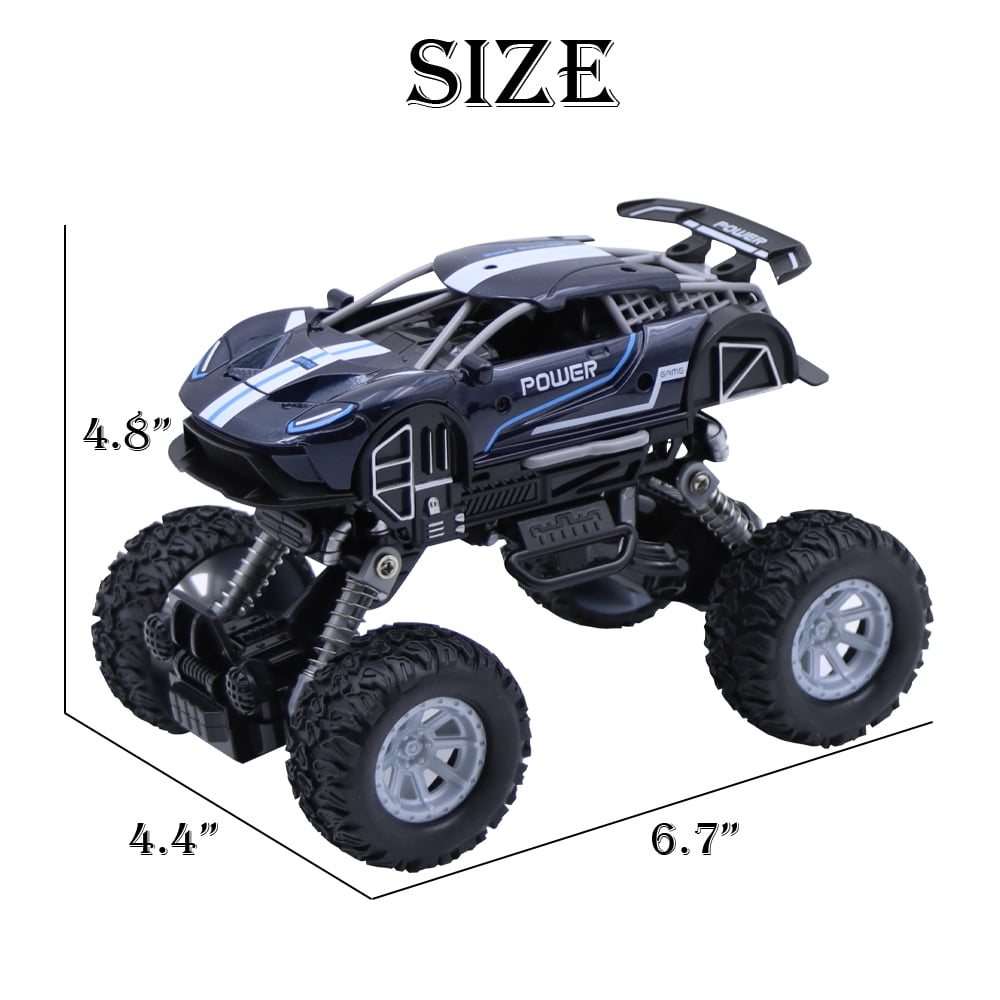 Dammyty Friction Powered Car Toys 4 Wheels Pull Back Cars with Light and Music for Toddlers Kids Boys Girls Birthday