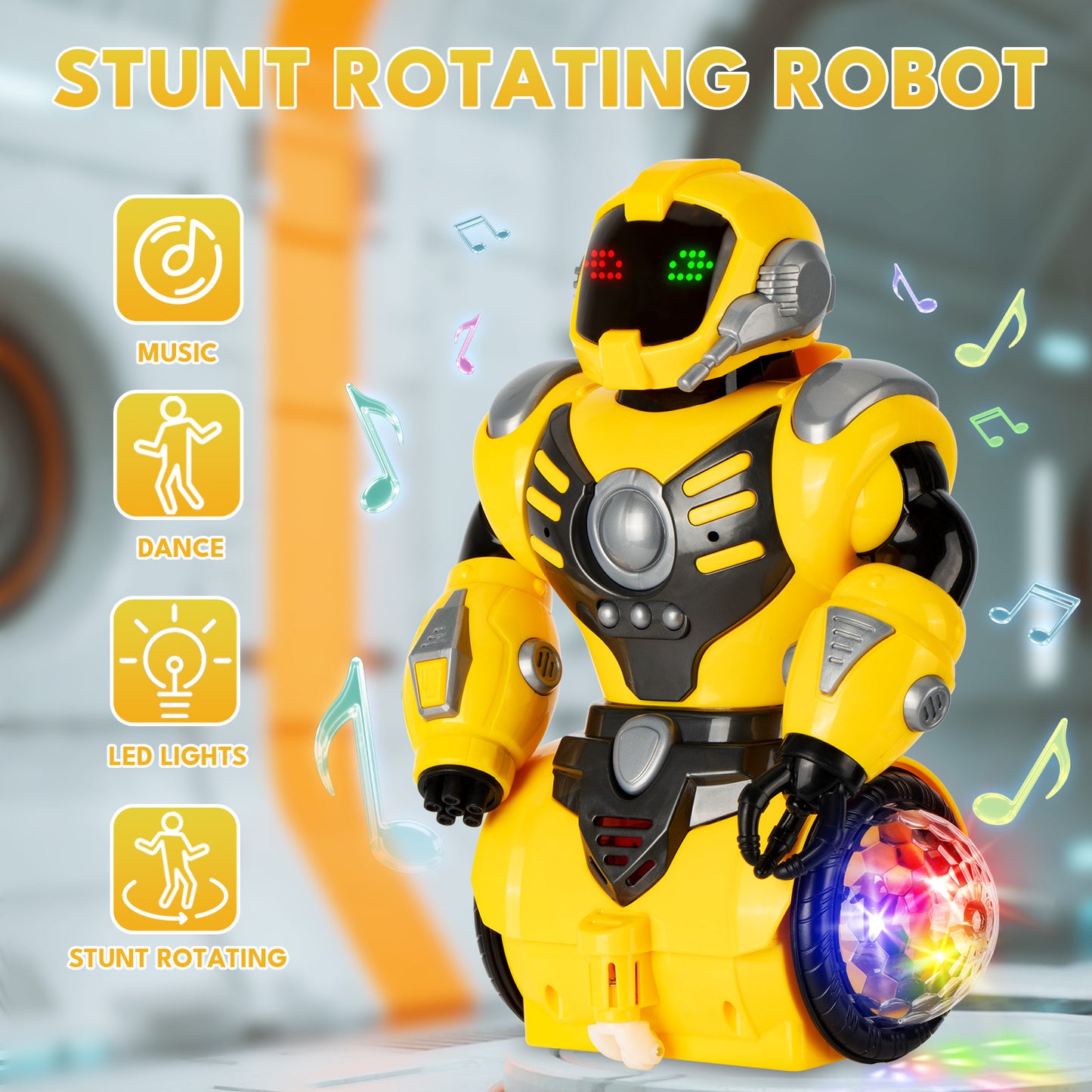 Dammyty Robot Toy for Kids, Intelligent Electronic Walking Dancing Singing Robot Toys with 360° Spinning and Lights for Boys Girls