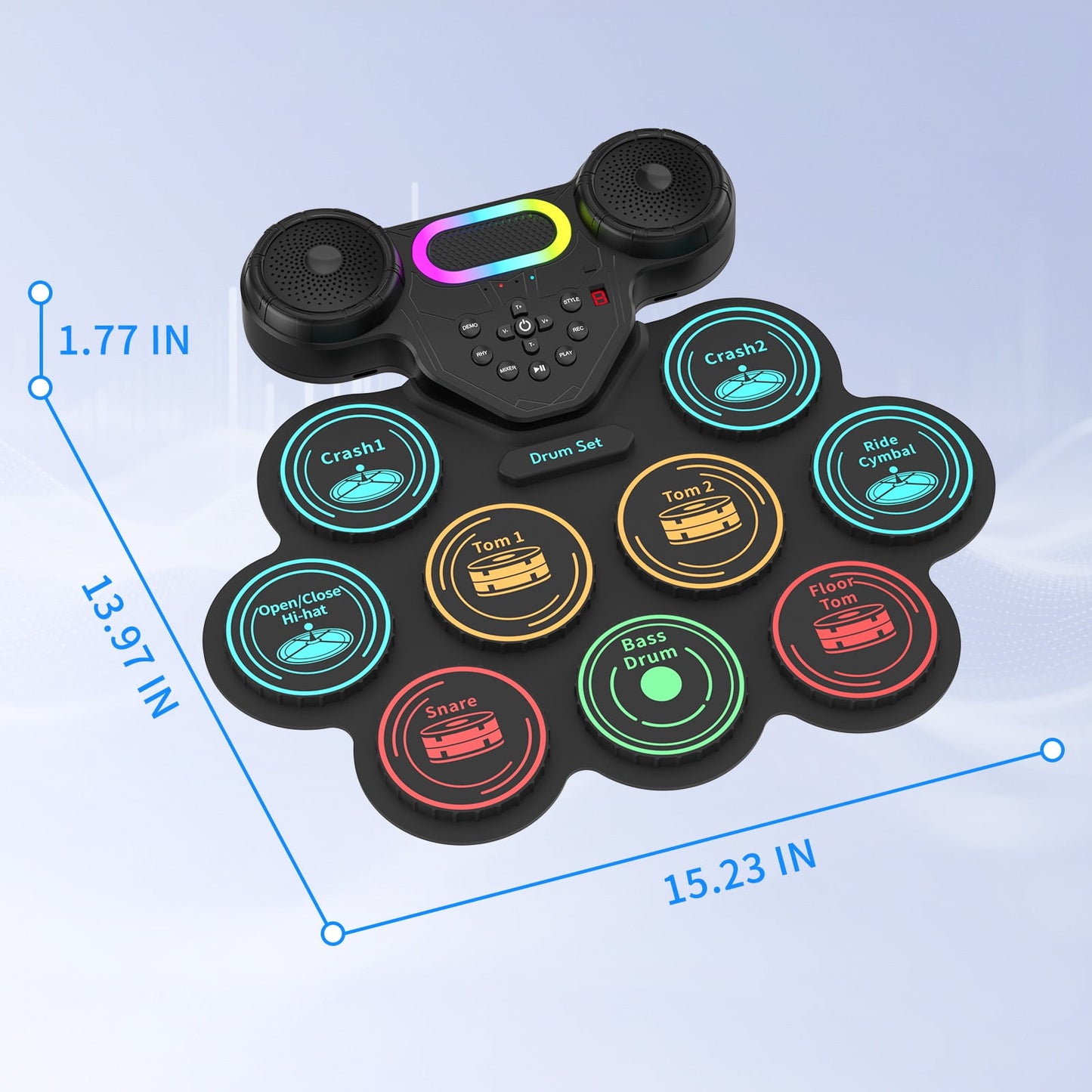 Dammyty Electronic Drum Set for Kids Adults, 9 Pads Portable Electric Drums with Headphone Jack & Speaker