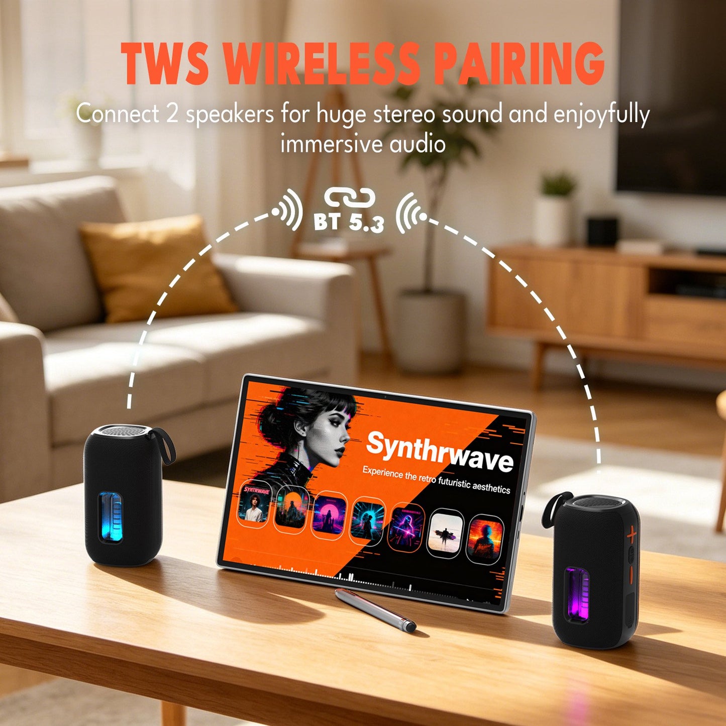 Dammyty Portable Bluetooth Speaker, IP67 Waterproof Speaker with Loud Sound, Deep Bass, Wireless Stereo Pairing, Bluetooth 5.3, for Home/Outdoor/Party/Beach