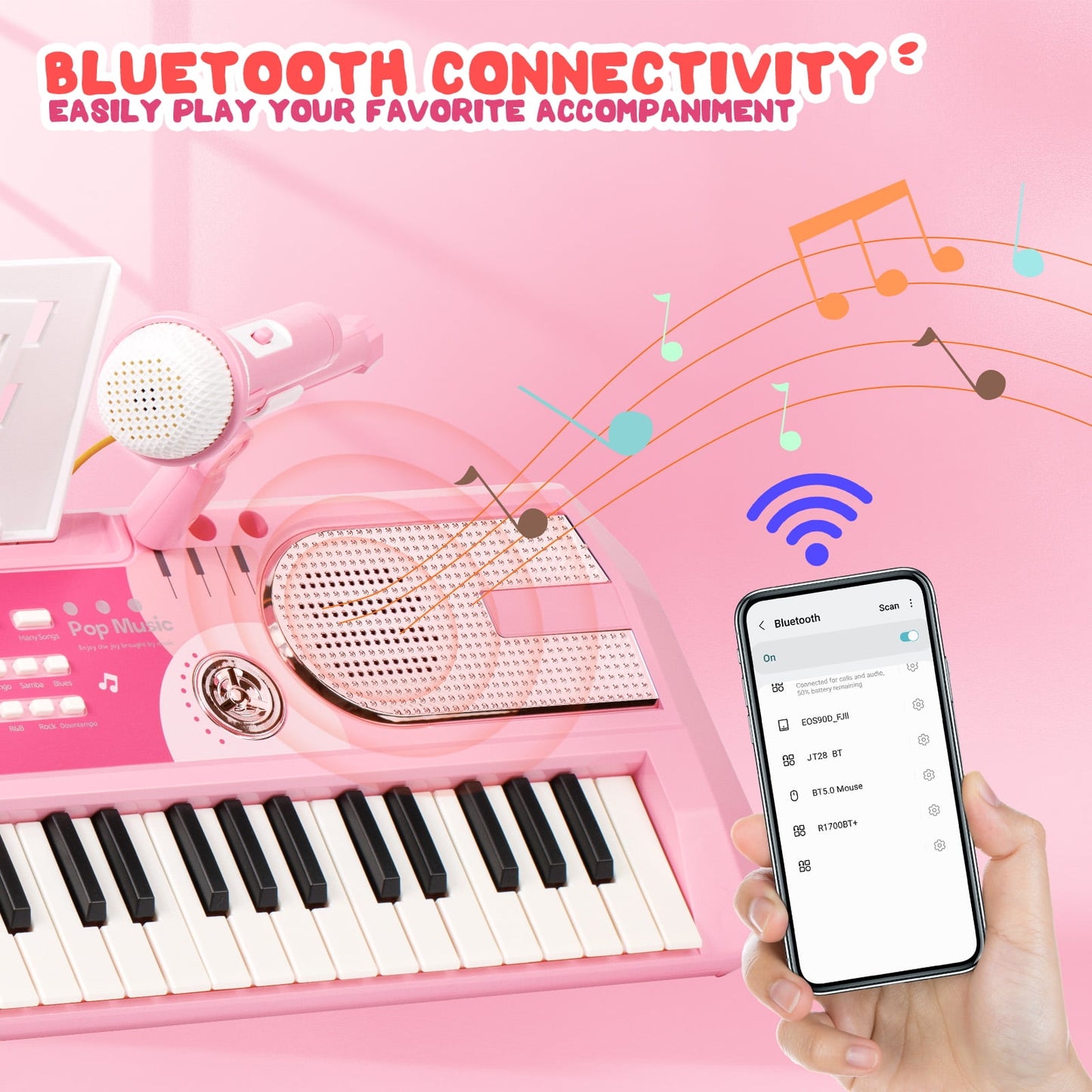 Dammyty Upgrade 61 Keys Electronic Piano Keyboard for Kids Adults, Bluetooth Portable Electric Piano with Microphone for Christmas Birthday Gift