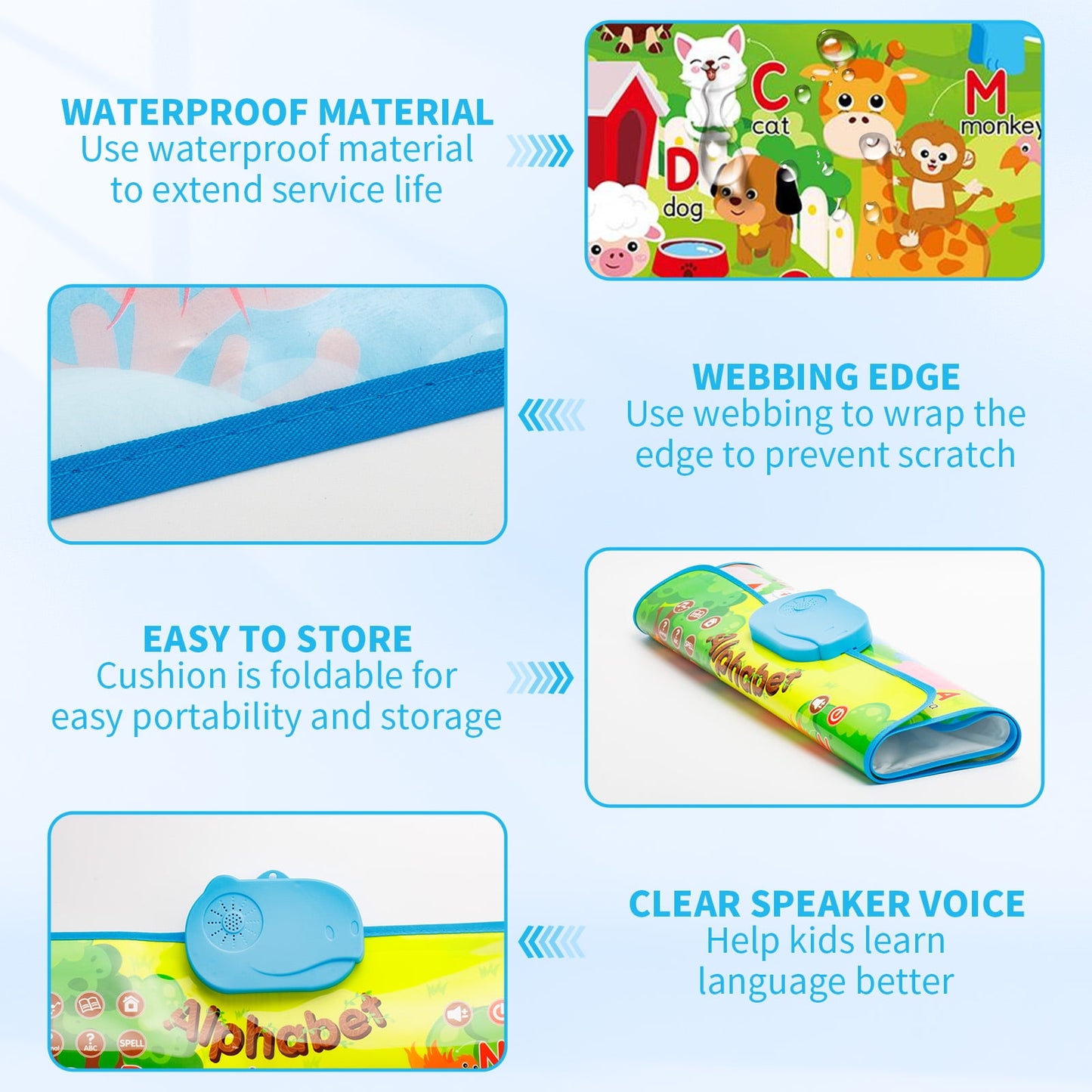 Dammyty Electronic Alphabet Wall Chart, Talking ABCs Music Poster, Learning Toys for Toddlers 1-3, Interactive Educational Toddler Toys