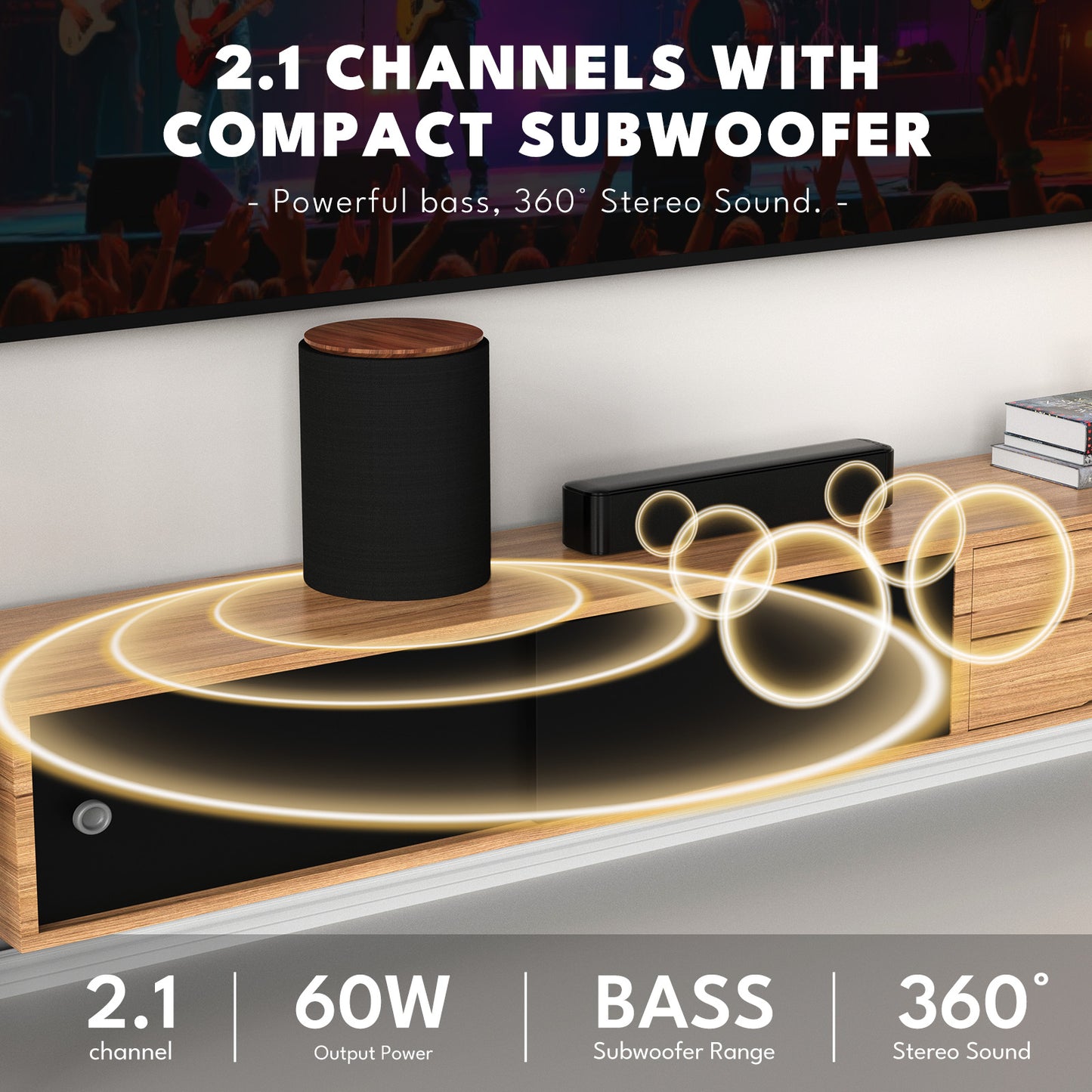 Dammyty Sound Bar for TV, Bluetooth 5.4 Soundbar with Subwoofer, 3D Surround and Bass Adjustable Home Theater TV Speakers