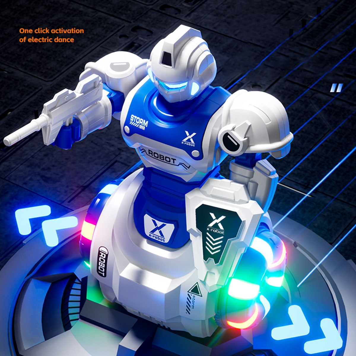 Dammyty Robot Toy for Kids, Intelligent Electronic Walking Dancing Singing Robot Toys with 360° Spinning and Lights for Boys Girls, Blue