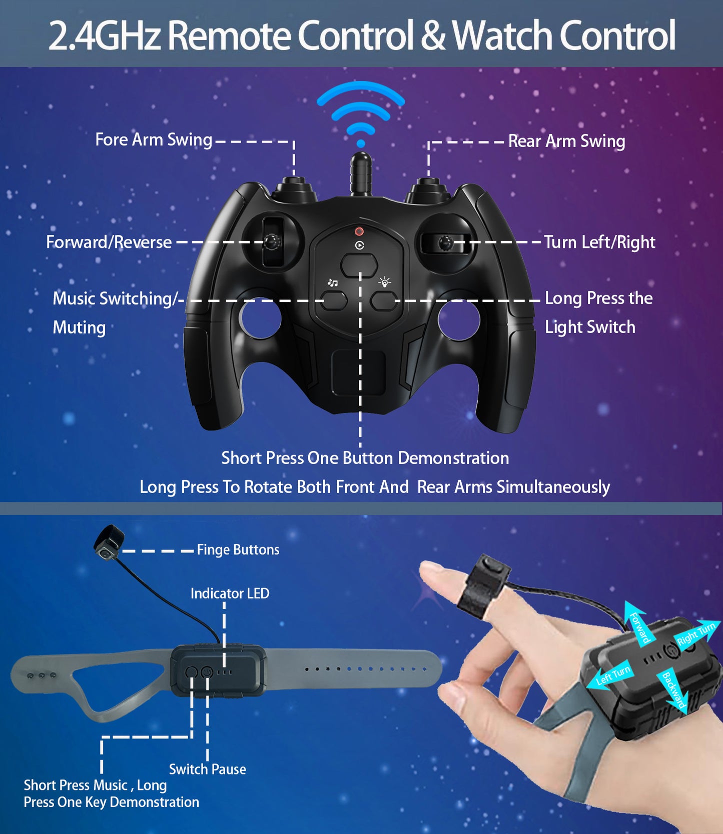 Dammyty RC Robot Dog, Intelligent Remote Control Robot Toys for Kids, Electronic Pet Dog with Music & Light