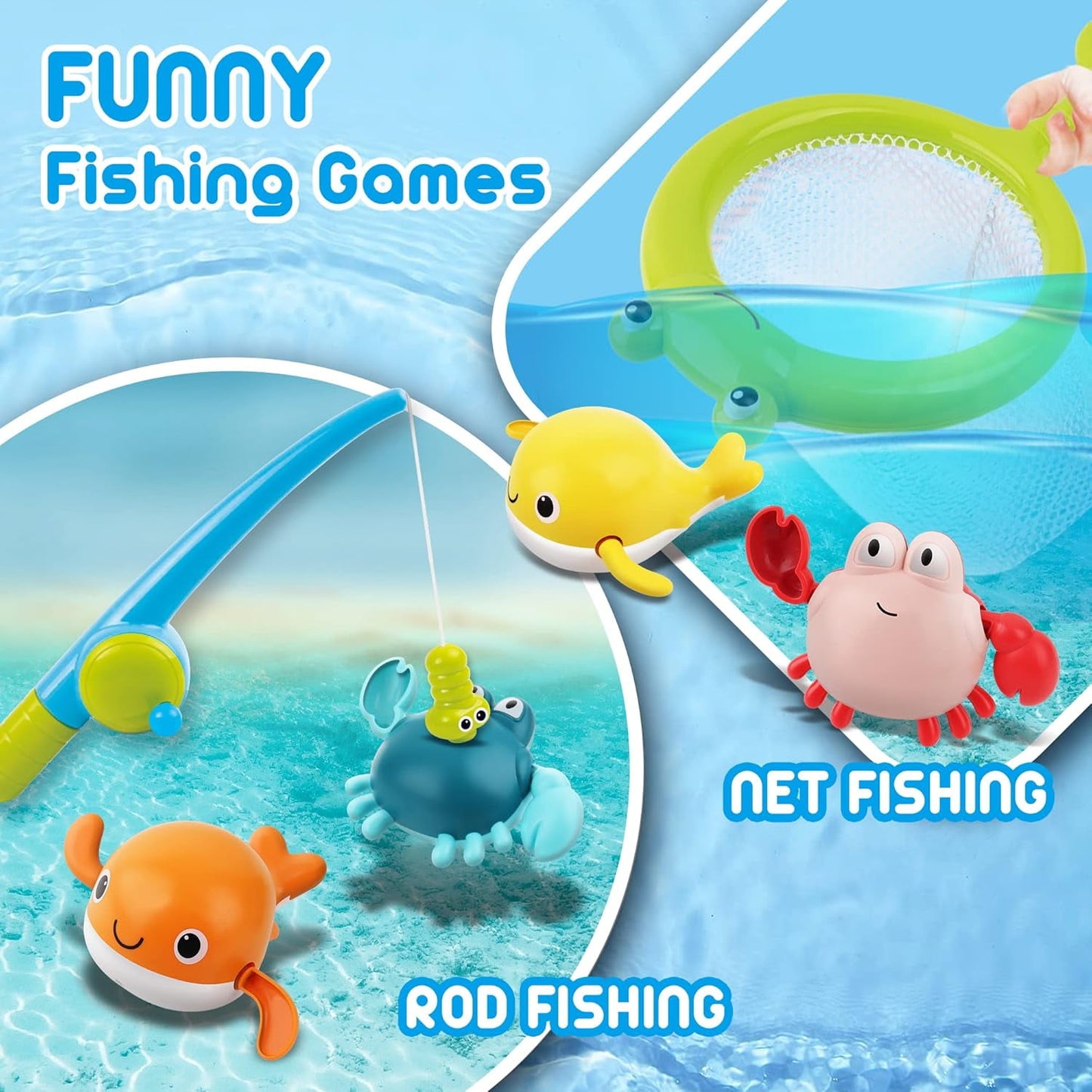 Dammyty Bath Toys for Toddlers 1-3, Floating Pool Toys for Kids, Baby Bath Toys with Magnetic Fishing Game, Fun Bathtub Water Toys Gifts