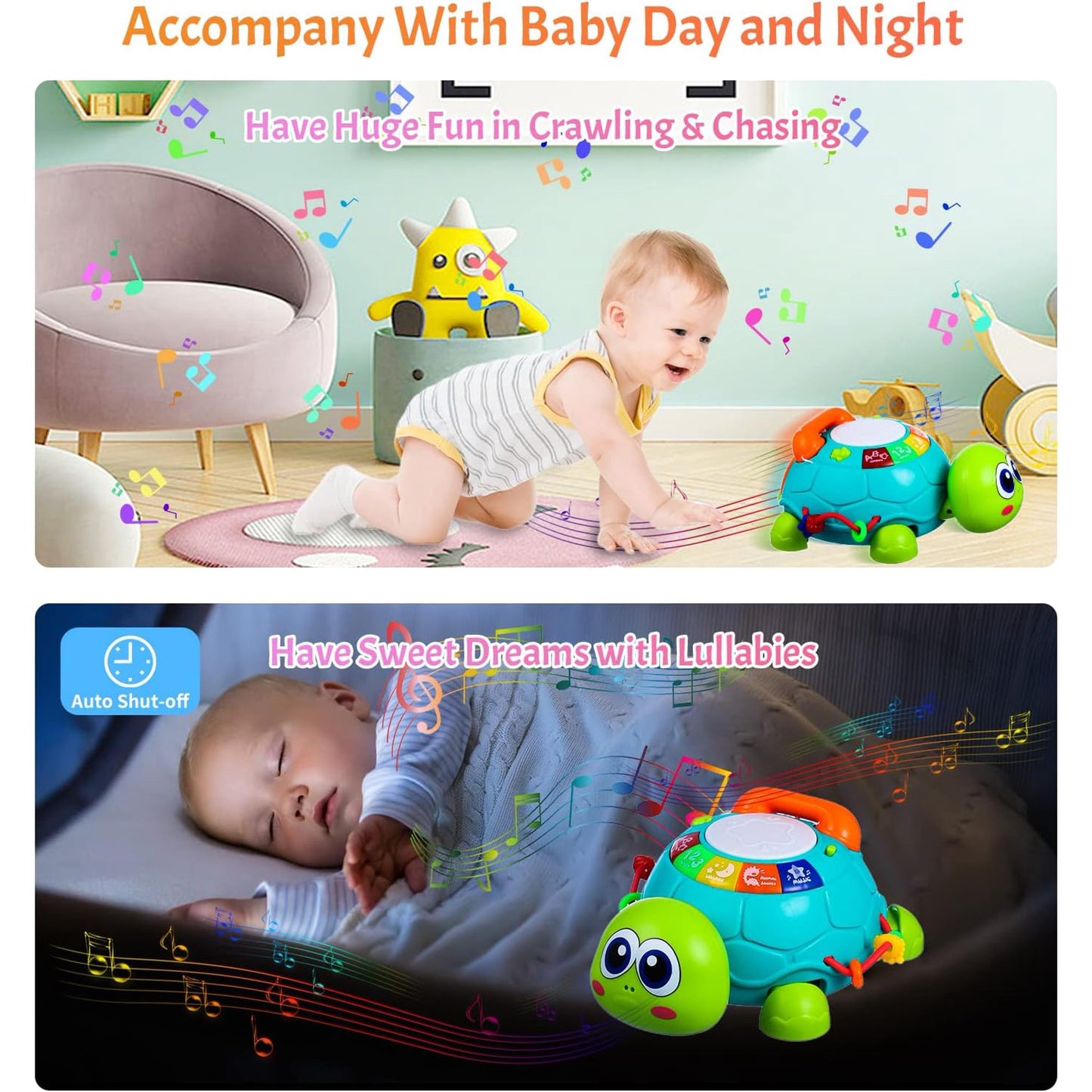 Dammyty Musical Turtle Baby Toys 6-12 Months, Educational Crawling Toys for Toddlers 1-2, Learning Infant Toys with Light & Sound, Christmas Birthday Gifts for 1 2 Year Old Boys Girls