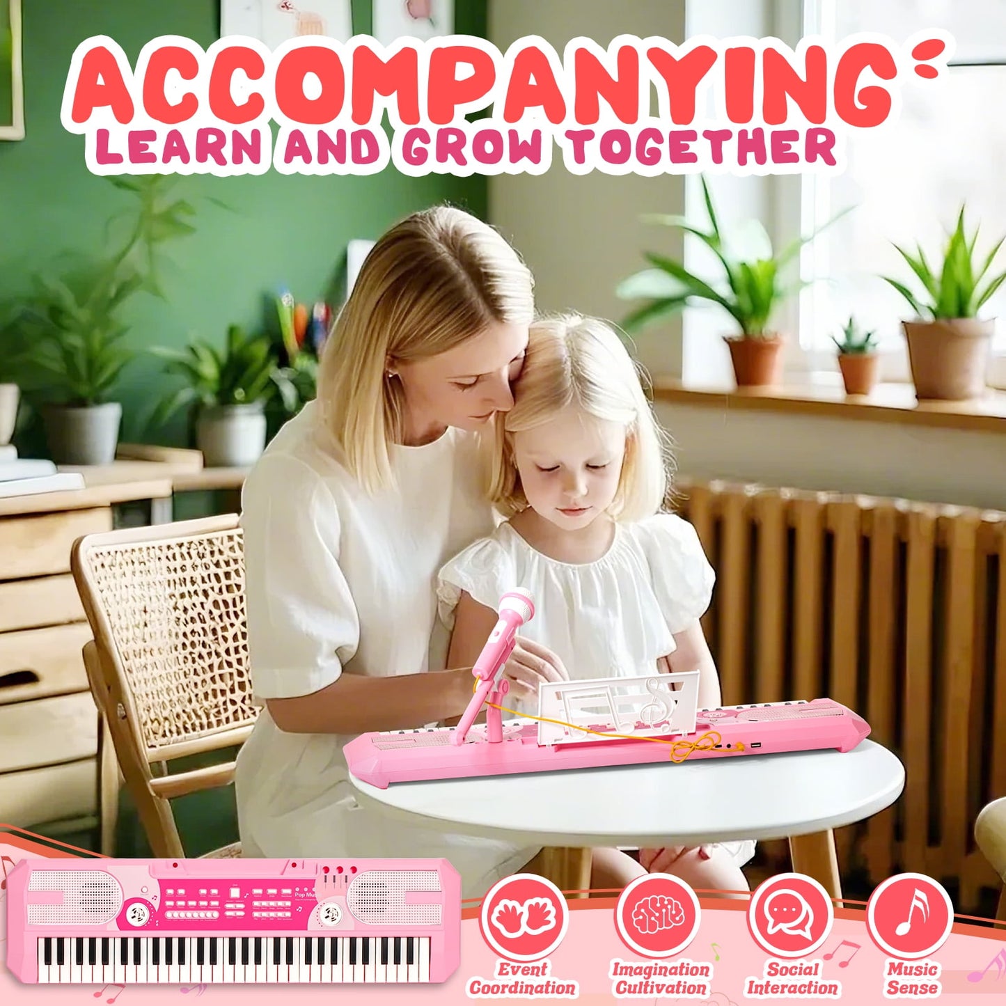 Dammyty Upgrade 61 Keys Electronic Piano Keyboard for Kids Adults, Bluetooth Portable Electric Piano with Microphone for Christmas Birthday Gift