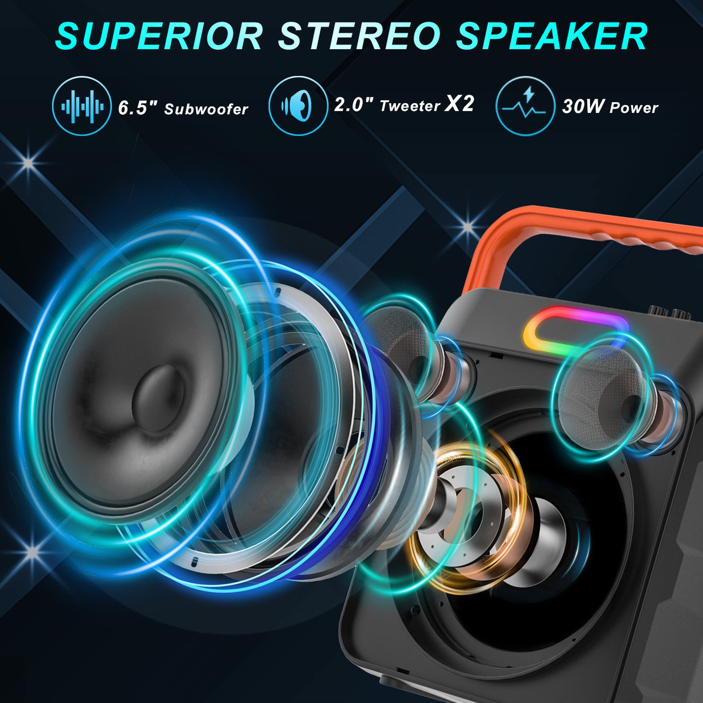 Dammyty Karaoke Machine with 2 Wireless Microphones,Portable Karaoke Machine for Adults & Kids,Karaoke Microphone with PA System,Karaoke Speaker Supports for TWS,USB,FM,REC,AUX in,TF Card