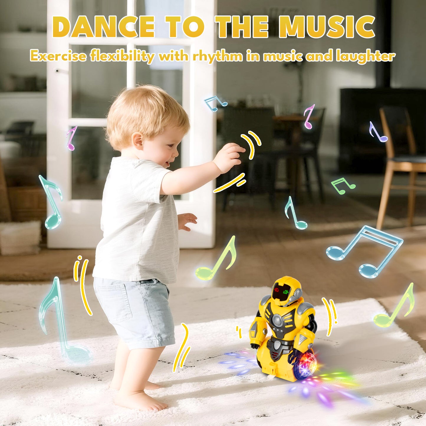 Dammyty Robot Toy for Kids, Intelligent Electronic Walking Dancing Singing Robot Toys with 360° Spinning and Lights for Boys Girls