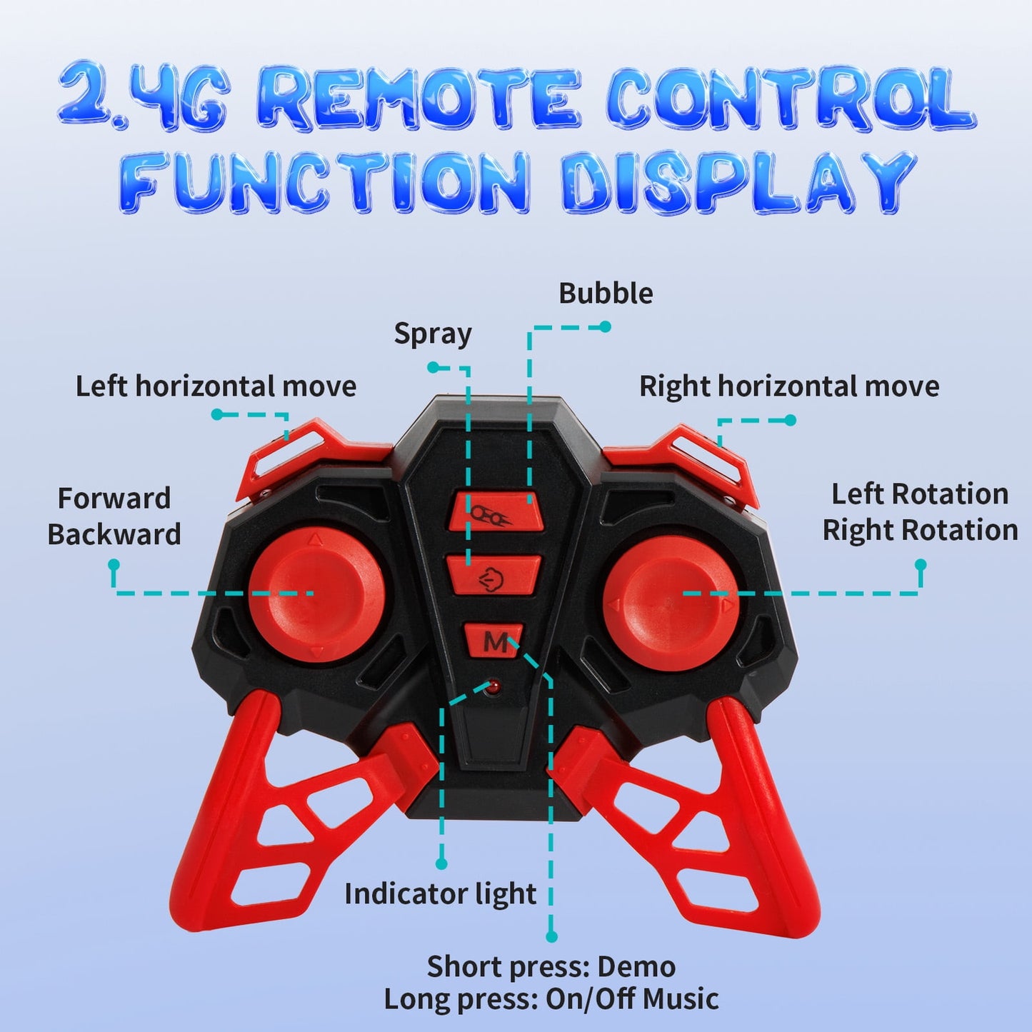 Dammyty 2 in 1 Remote Control Cars, 2.4GHz RC Car Toys with Spray and Light & Music, Bubble Toys for Kids