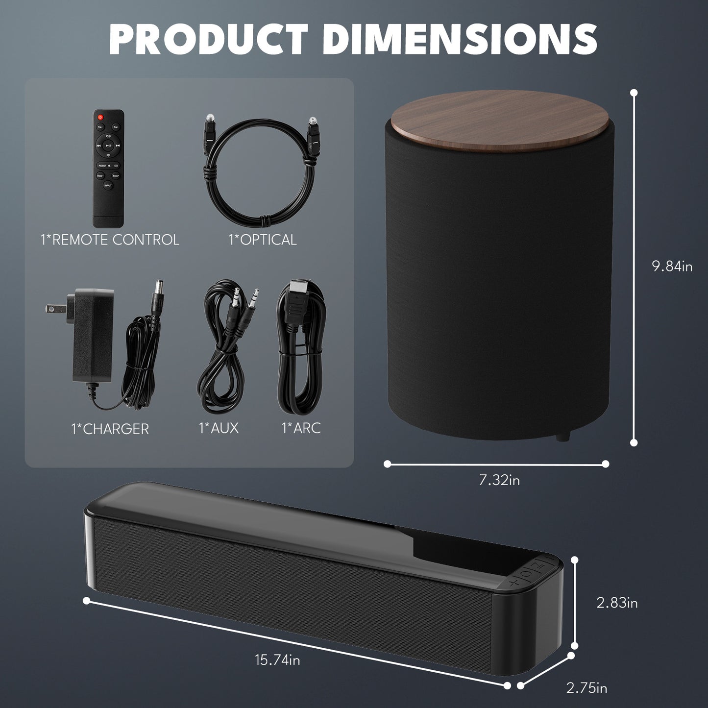 Dammyty Sound Bar for TV, Bluetooth 5.4 Soundbar with Subwoofer, 3D Surround and Bass Adjustable Home Theater TV Speakers