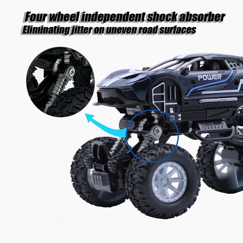 Dammyty Friction Powered Car Toys 4 Wheels Pull Back Cars with Light and Music for Toddlers Kids Boys Girls Birthday