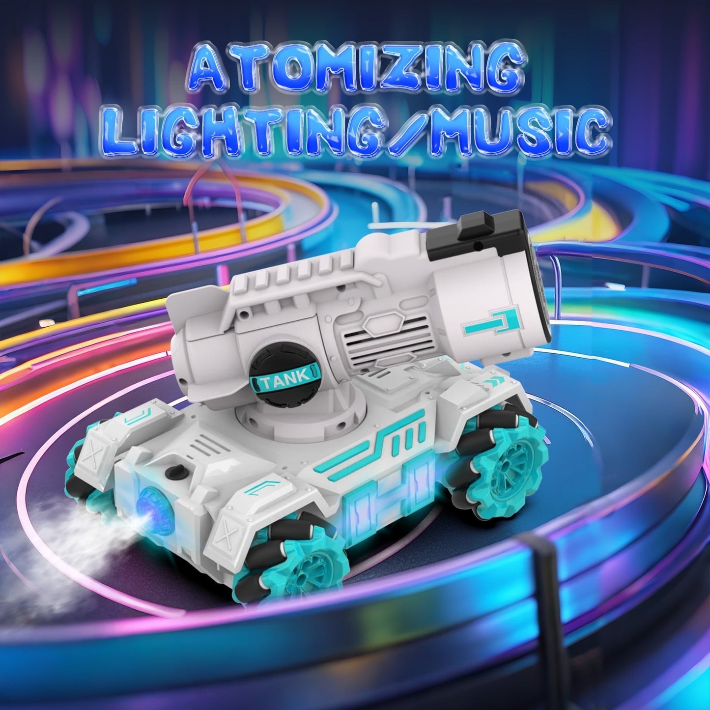 Dammyty 2 in 1 Remote Control Cars, 2.4GHz RC Car Toys with Spray and Light & Music, Bubble Toys for Kids