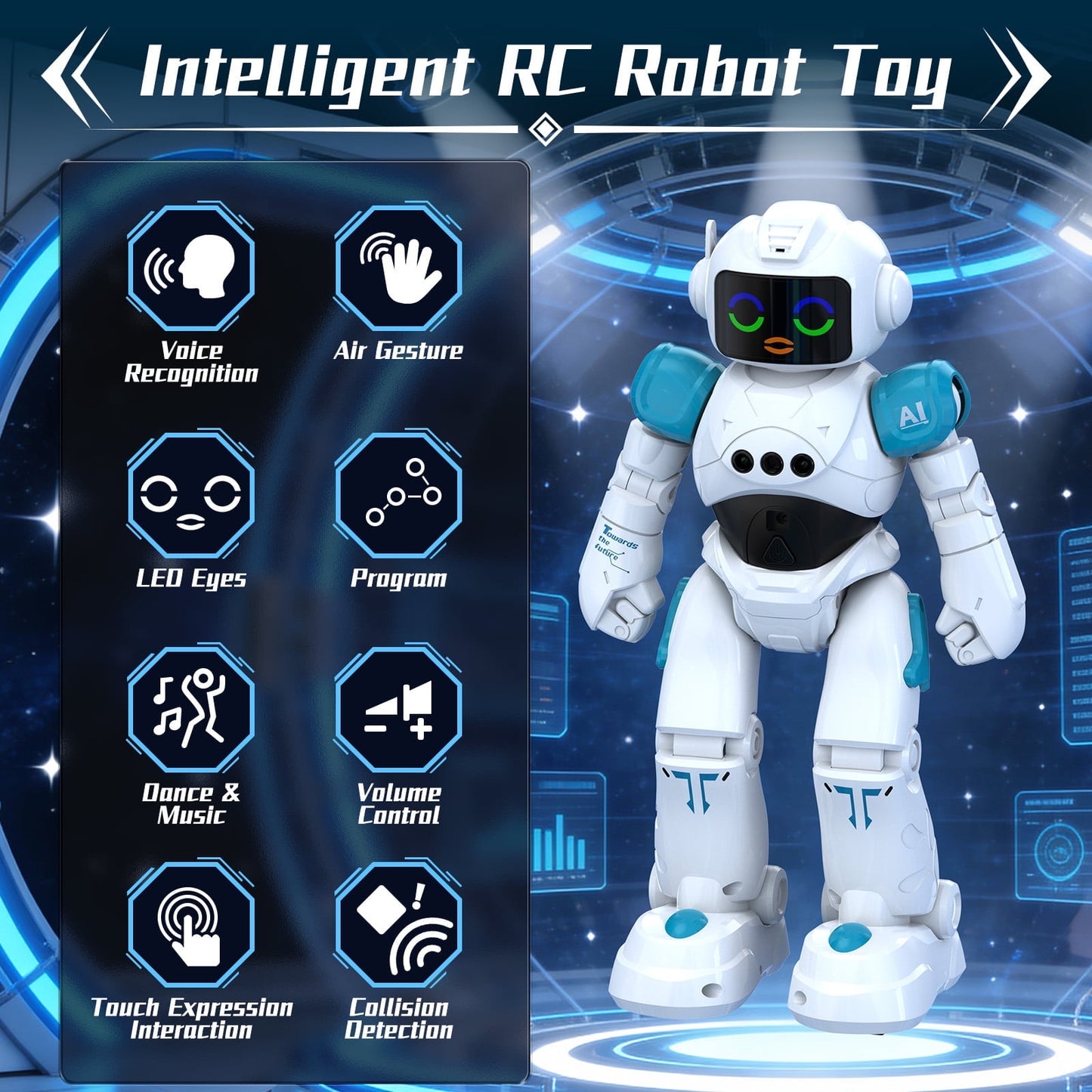 Dammyty RC Robot Toys for Kids, Smart Talking Voice Remote Control Robot Singing Dancing Programmable with Infrared Gesture, Interactive Robot Toy for Age 3-8 Year Old Boys Girls Birthday Gift