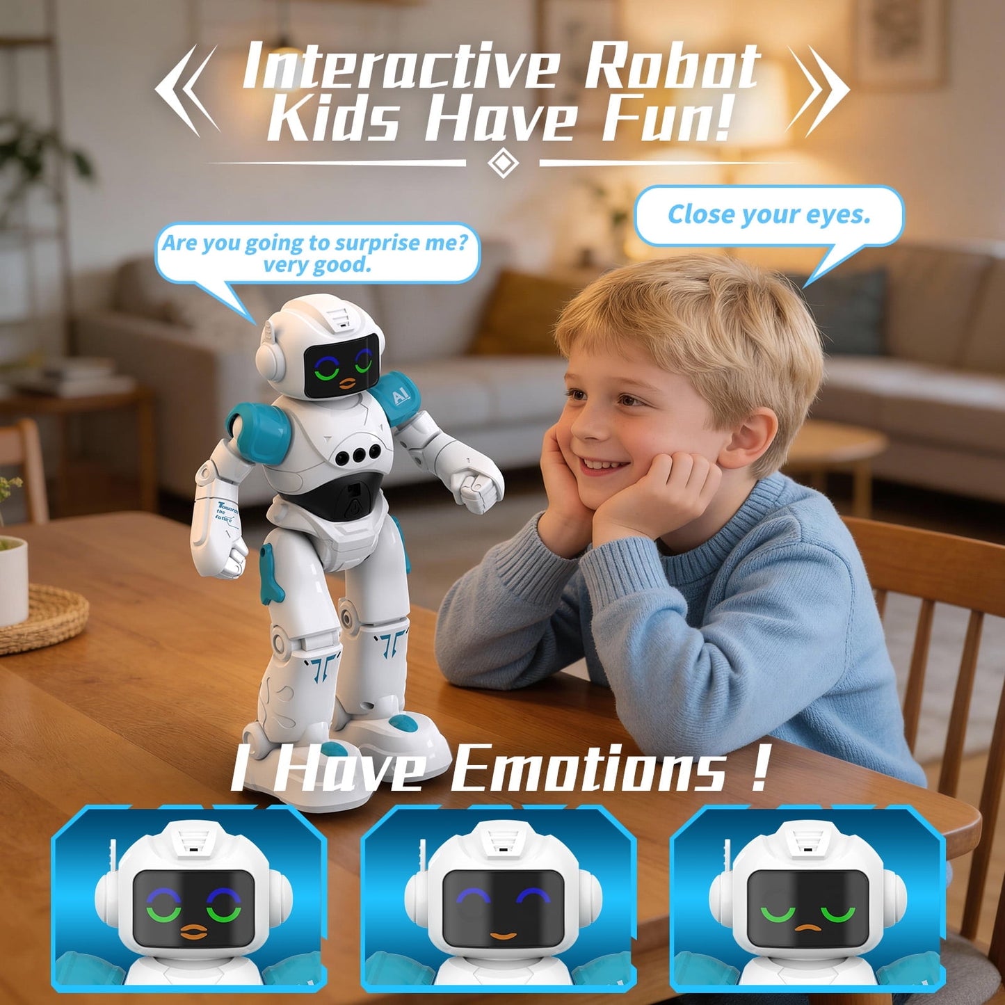 Dammyty RC Robot Toys for Kids, Smart Talking Voice Remote Control Robot Singing Dancing Programmable with Infrared Gesture, Interactive Robot Toy for Age 3-8 Year Old Boys Girls Birthday Gift
