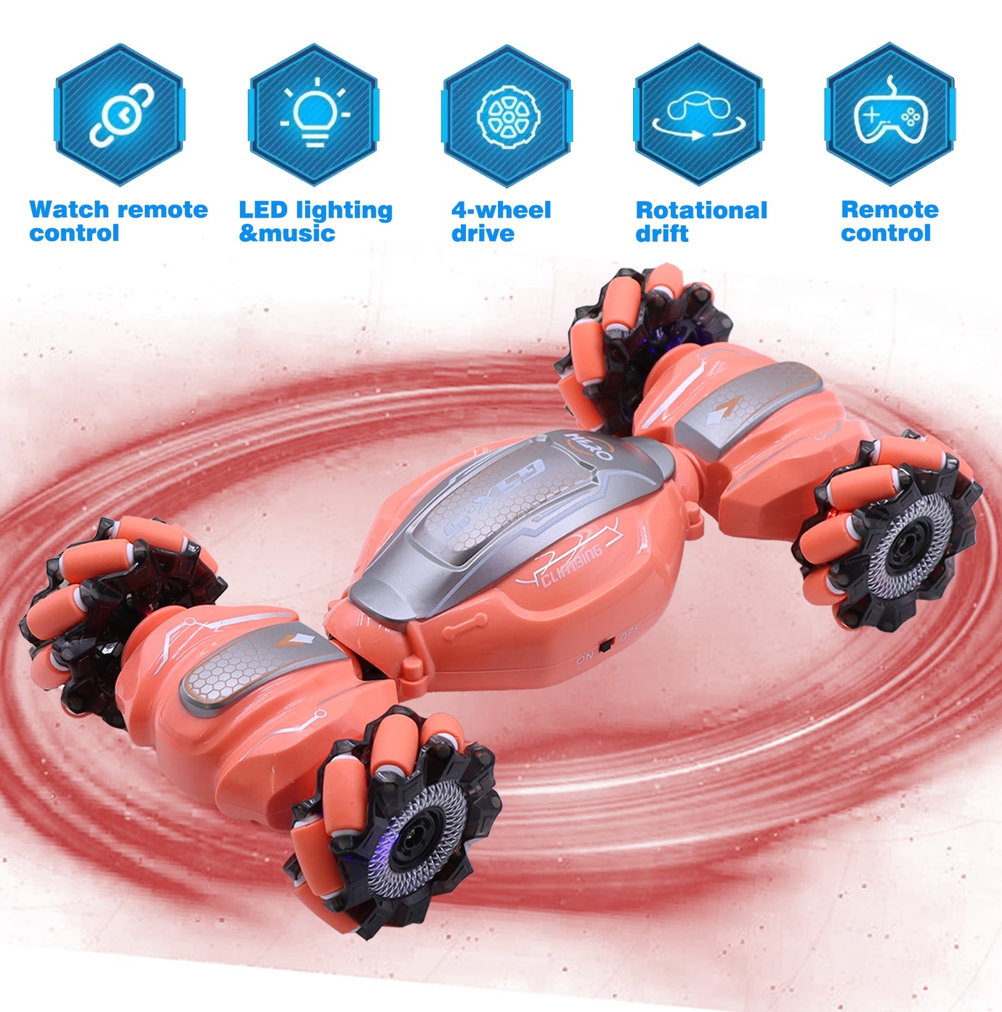 Dammyty RC Car for Kids, 2.4GHz 4WD Remote Control Stunt Gesture Car , Double Sided 360°Spins and Flips Gesture Sensor Toy Cars