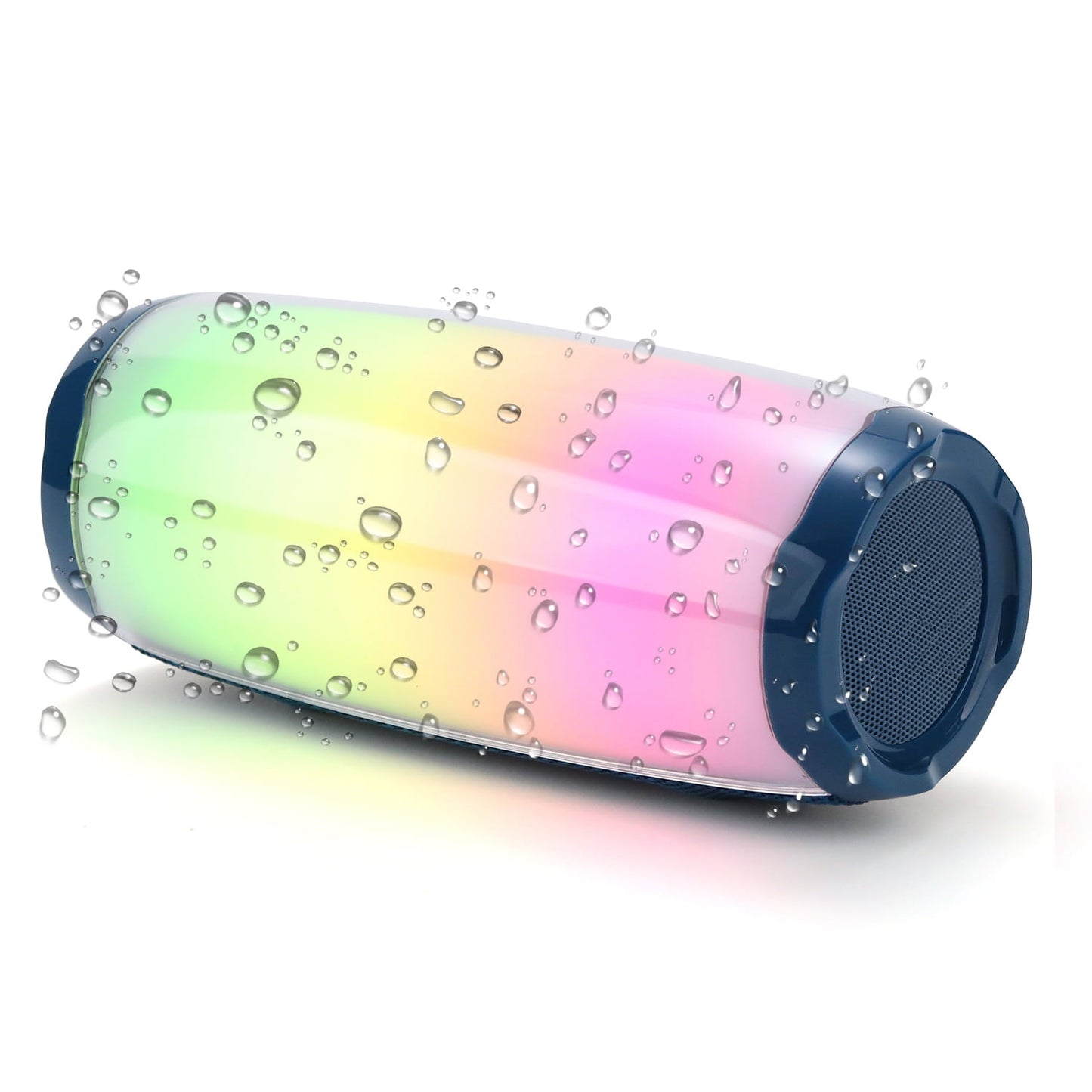 Dammyty Portable Bluetooth Speaker, IP67 Waterproof Wireless Speaker with Loud Stereo Sound, Deep Bass, Bluetooth 5.3, TWS Pairing，Colorful LED Lights , T&G Speaker, Outdoor, Party（Blue）
