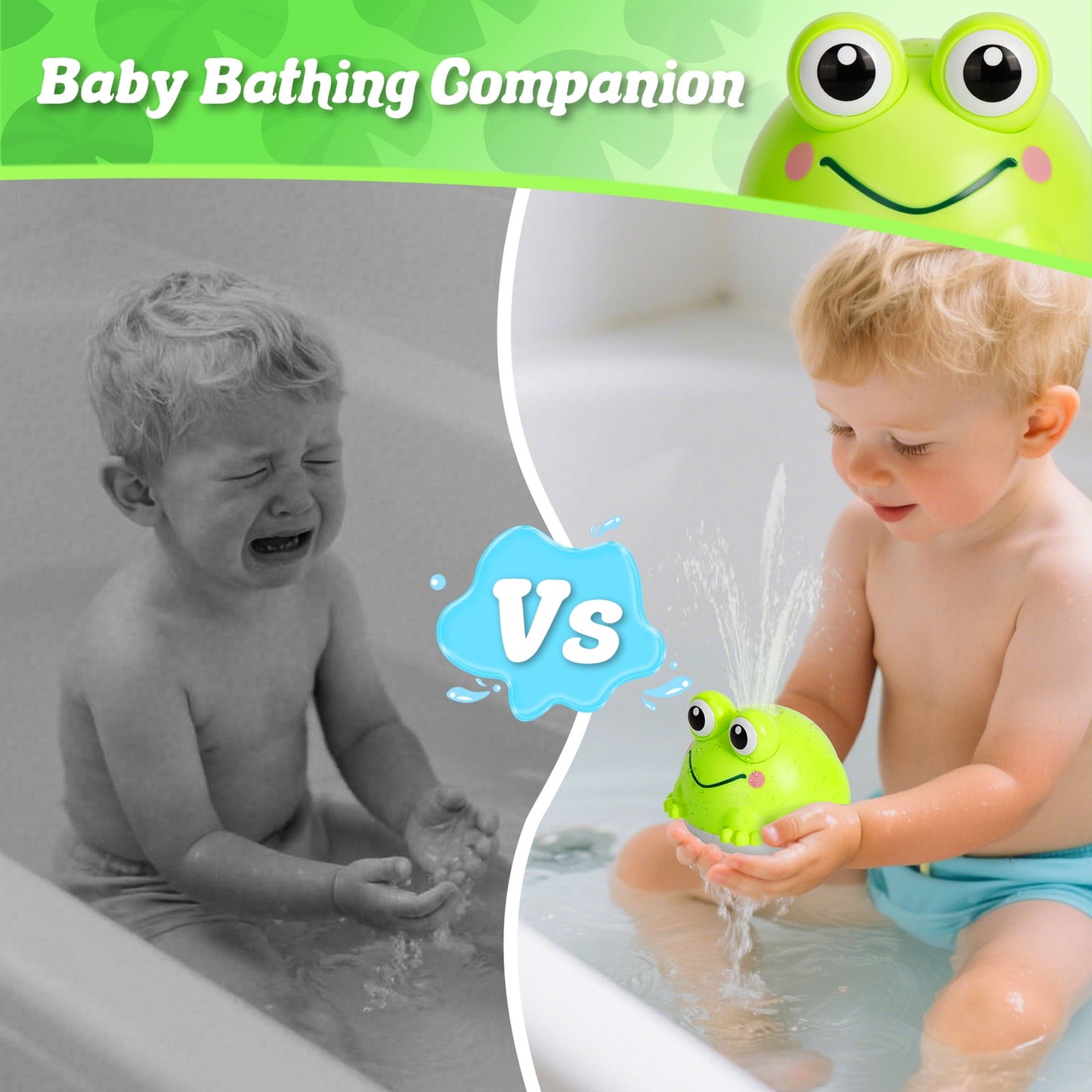 Dammyty Baby Bath Toys, Frog Light up Fountain Bath Toy, Toddler Toys Gift for Baby Toddler 6 Months and Older, Unisex