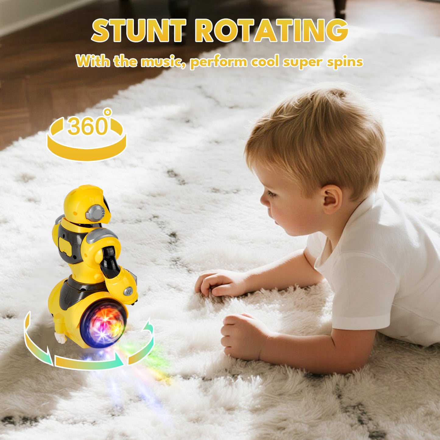 Dammyty Robot Toy for Kids, Intelligent Electronic Walking Dancing Singing Robot Toys with 360° Spinning and Lights for Boys Girls