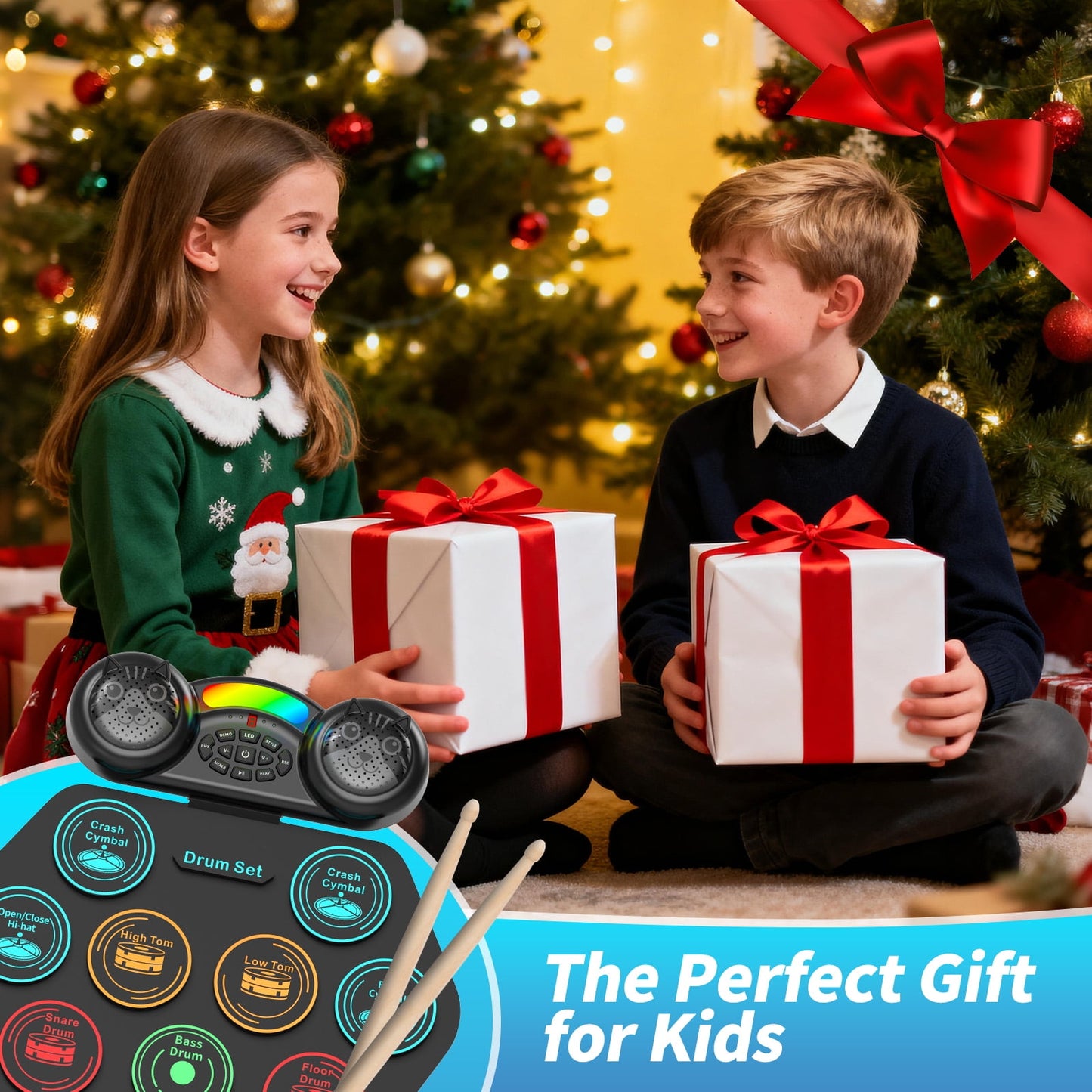 Dammyty Electronic Drum Set for Kids Adults, 9 Pads Portable Electric Drums with Headphone Jack & Speaker