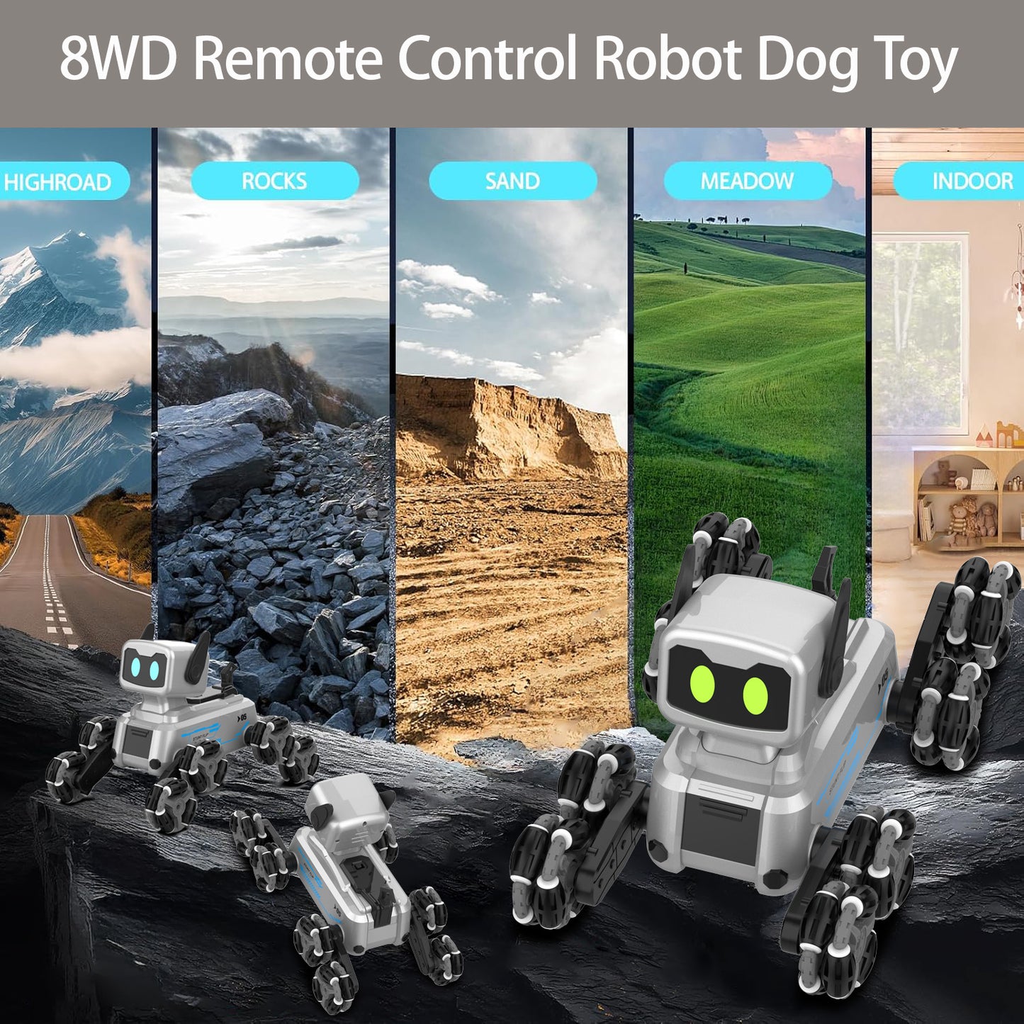 Dammyty RC Robot Dog, Intelligent Remote Control Robot Toys for Kids, Electronic Pet Dog with Music & Light