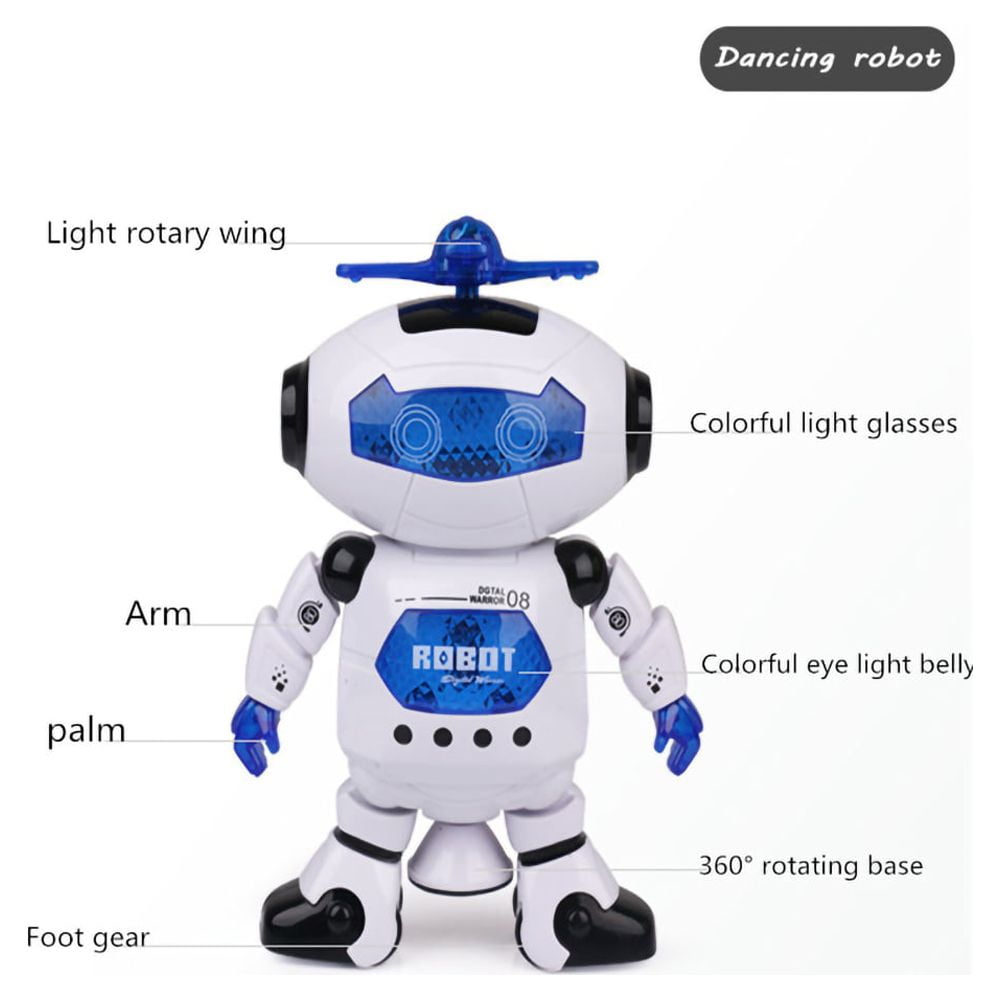 Dammyty Robot Toy for Kids, Intelligent Electronic Walking Dancing Singing Robot Toys with 360° Body Spinning and Flashing Lights, Birthday Gift for Toddlers