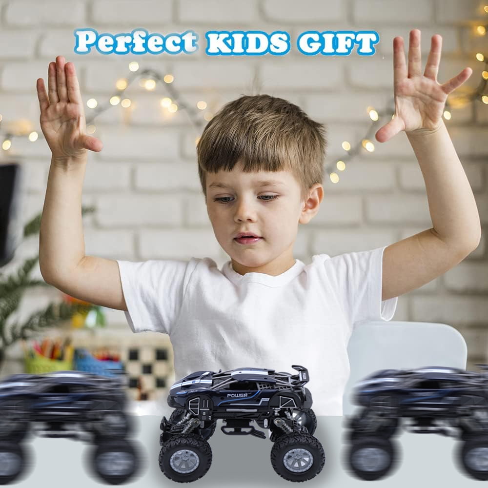 Dammyty Friction Powered Car Toys 4 Wheels Pull Back Cars with Light and Music for Toddlers Kids Boys Girls Birthday